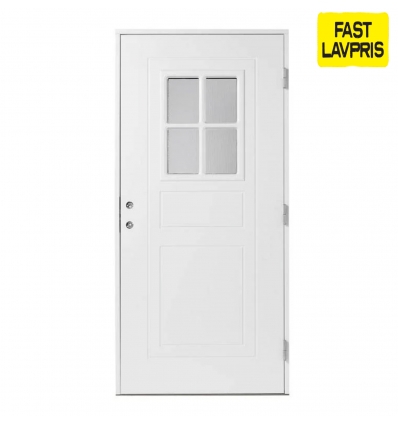 Facadedør Blidö med glas - 100x210cm hvid