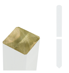 Omlimet stolpe - 7x7x208 cm - m/spids ende
