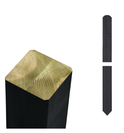 Omlimet stolpe - 7x7x208 cm - m/spids ende