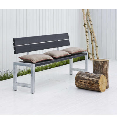 Plankebænk m/ryglæn - 176 cm - Sort