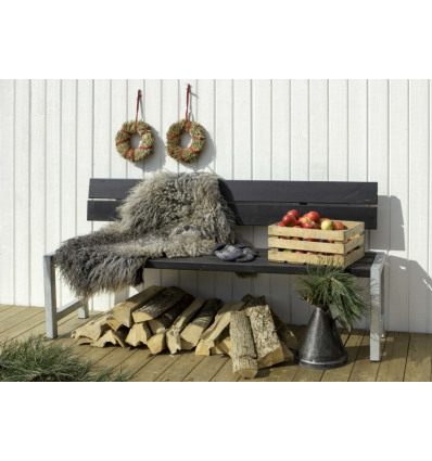 Plankebænk m/ryglæn - 176 cm - Sort