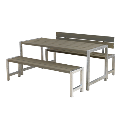 Plankesæt m/1 ryglæn - 186 cm - Gråbrun