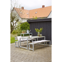 Plankebænk m/ryglæn - 176 cm - Gråbrun