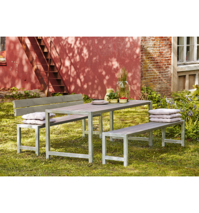 Plankebænk m/ryglæn - 176 cm - Gråbrun