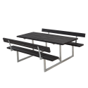 Basic Bord/Bænkesæt m/2 ryglæn - 177 cm - RePlast - Sort