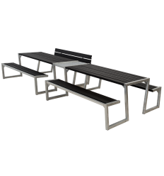 Zigma Bord/Bænkesæt m/1 ryglæn - 392 cm - Sort