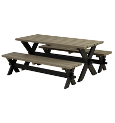 Nostalgi Plankesæt - 177 cm - Bord og 2 Bænke - Sort/Gråbrun