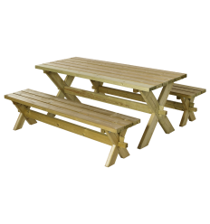 Nostalgi Plankesæt - 177 cm - Bord og 2 Bænke - Trykimprægneret