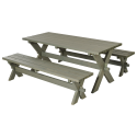 Nostalgi Plankesæt - 177 cm - Bord og 2 Bænke - Gråbrun