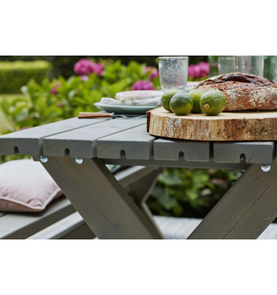 Nostalgi Plankesæt - 177 cm - Bord og 2 Bænke - Gråbrun
