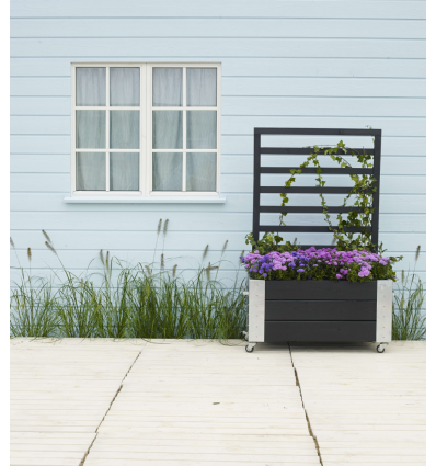 Cubic Blomsterkasse m/espalier og hjul - 130 cm - Sort