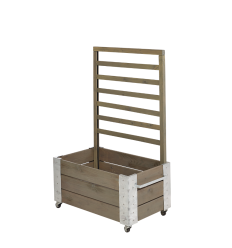 Cubic Blomsterkasse m/espalier og hjul - 130 cm - Gråbrun