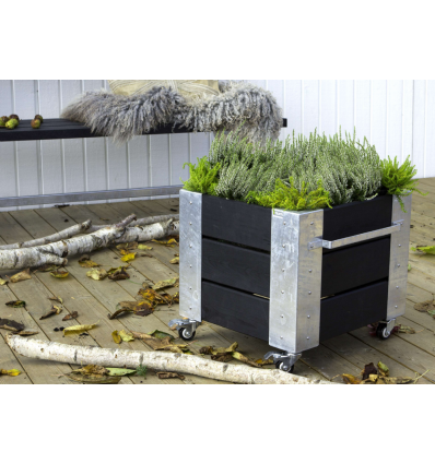 Cubic Blomsterkasse m/hjul - 46x45 cm - Sort