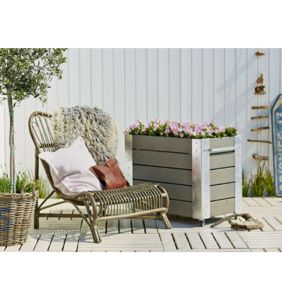 Cubic Blomsterkasse m/hjul - 50x87x70 cm - Gråbrun