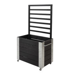 Cubic Blomsterkasse m/espalier og hjul - 155 cm - Sort