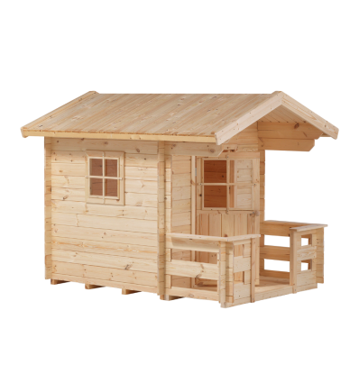 Legehus - grundmål 134×134 cm + 58 cm terrasse - Ubehandlet