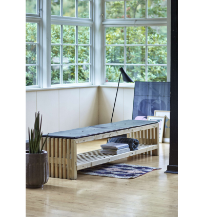 Rustik Trallebænk Design m/hylde - 218×49 cm - Drivtømmerfarve