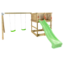 PLUS Play Legetårn inkl. gyngestativ grøn rutsjebane og gyngesæder 