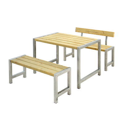 Café Plankesæt m/1 ryglæn - 127 cm - Trykimprægneret