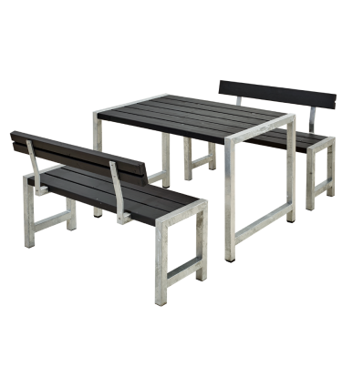 Café Plankesæt m/2 ryglæn - 127 cm - Sort