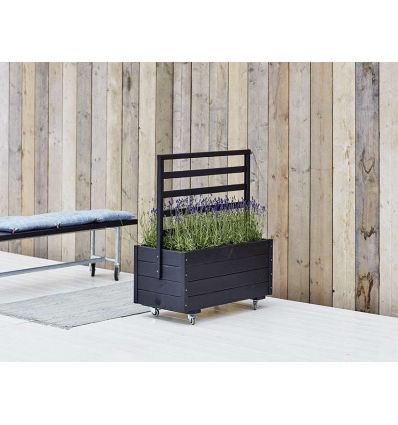 Plantekasse m/espalier og hjul - 105 cm - Sort