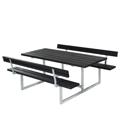Basic Bord/Bænkesæt m/2 ryglæn - 177 cm - Sort