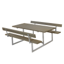 Basic Bord/Bænkesæt m/2 ryglæn - 177 cm - Gråbrun
