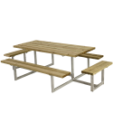 Basic Bord/Bænkesæt m/2 påbygninger - 260 cm - Trykimprægneret