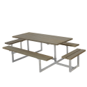Basic Bord/Bænkesæt m/2 påbygninger - 260 cm - Gråbrun