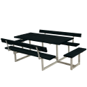 Basic Bord/Bænkesæt m/2 ryglæn og 2 påbygninger - 260 cm - Sort