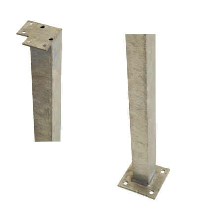 Stålstolpe m/fod til gelænder - hjørnestolpe - 4,5x4,5x103,3 cm