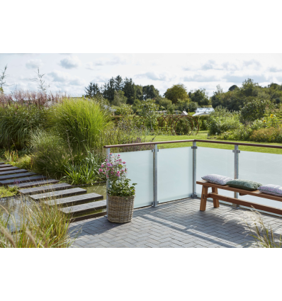 Stålstolpe m/fod til gelænder - hjørnestolpe - 4,5x4,5x103,3 cm