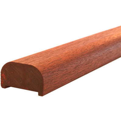 Mahogni håndliste til gelænder - 197 cm - smig højre