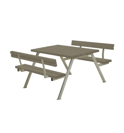 Alpha Bord/Bænkesæt m/2 ryglæn - 118 cm - Gråbrun