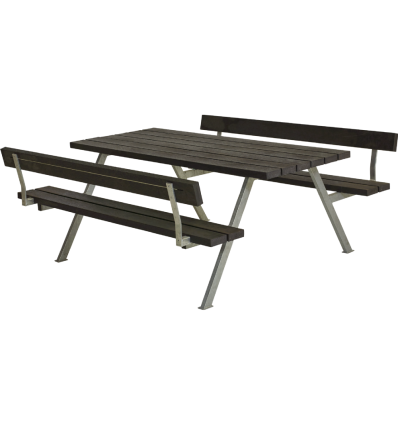 Alpha Bord/Bænkesæt m/2 ryglæn - 177 cm - RePlast - Sort