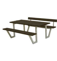 Wega Bord/Bænkesæt m/1 ryglæn - 177 cm - Sort