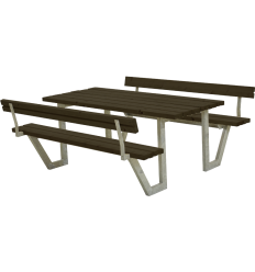 Wega Bord/Bænkesæt m/2 ryglæn - 177 cm - Sort