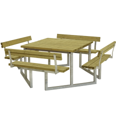 Twist Bord/Bænkesæt m/4 ryglæn - 227 cm - Trykimprægneret