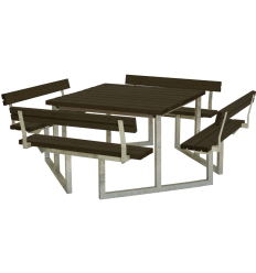 Twist Bord/Bænkesæt m/4 ryglæn - 227 cm - Sort