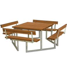 Twist Bord/Bænkesæt m/4 ryglæn - 227 cm - Teak