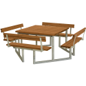 Twist Bord/Bænkesæt m/4 ryglæn - 227 cm - Teak
