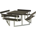 Twist Bord/Bænkesæt m/4 ryglæn - 227 cm - RePlast - Sort