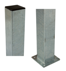 Stålstolpe med fod 8x8x132 cm - inkl. 1 stk. stolpeafdækning