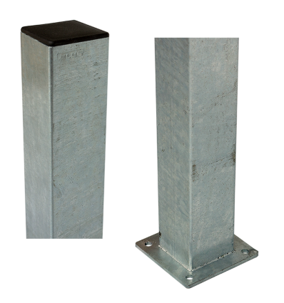 Stålstolpe med fod 8x8x132 cm - inkl. 1 stk. stolpeafdækning