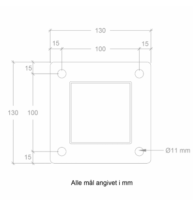 Stålstolpe med fod 8x8x132 cm - inkl. 1 stk. stolpeafdækning