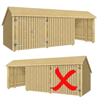 Multi Havehus 15,5 m² - 3 moduler m/dobbeltdør og lukket/åben front