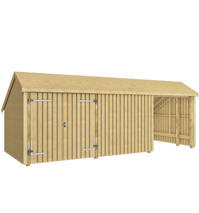Multi Havehus 15,5 m² - 3 moduler m/dobbeltdør og lukket/åben front