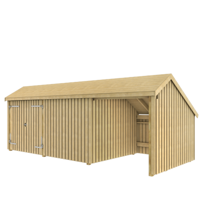 Multi Havehus 15,5 m² - 3 moduler m/dobbeltdør og lukket/åben front