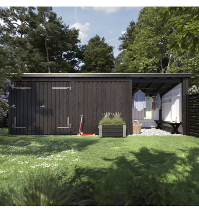 Nordic Multi Havehus 14 m² - 3 moduler m/dobbeltdør og lukket/åben front