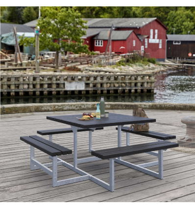 Picnic Bord/Bænkesæt - 200 cm - Sort